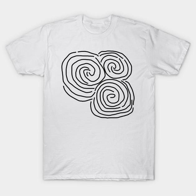 

Men Black Print T-shirt Newgrange Ireland Celtic Spiral Irish Line Drawing No-Cut Transfer Paper Print Cotton Tshirt L білий