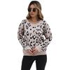 Vintage Fashion Elegant Casual Autumn and Winter Women's Loose Leopard Print Long-sleeved Sweater Women