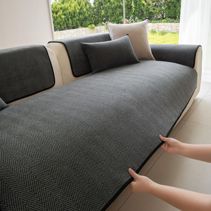 Universal Chenille Sofa Cover Slipcover Living Room Couch Pad Anti-Slip Dustproof Washable Minimalist Style