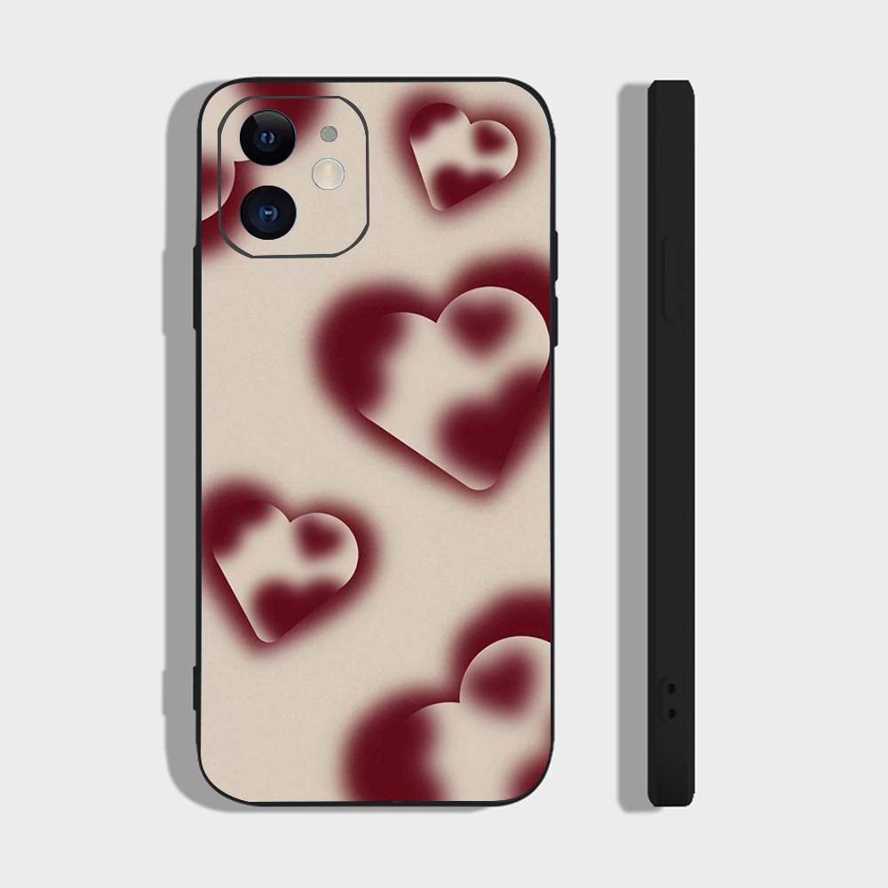 Full Screen Love Phone Case For IPhone 17 Air 16 15 14 13 Pro Max 11 12 Black Silicone Cover