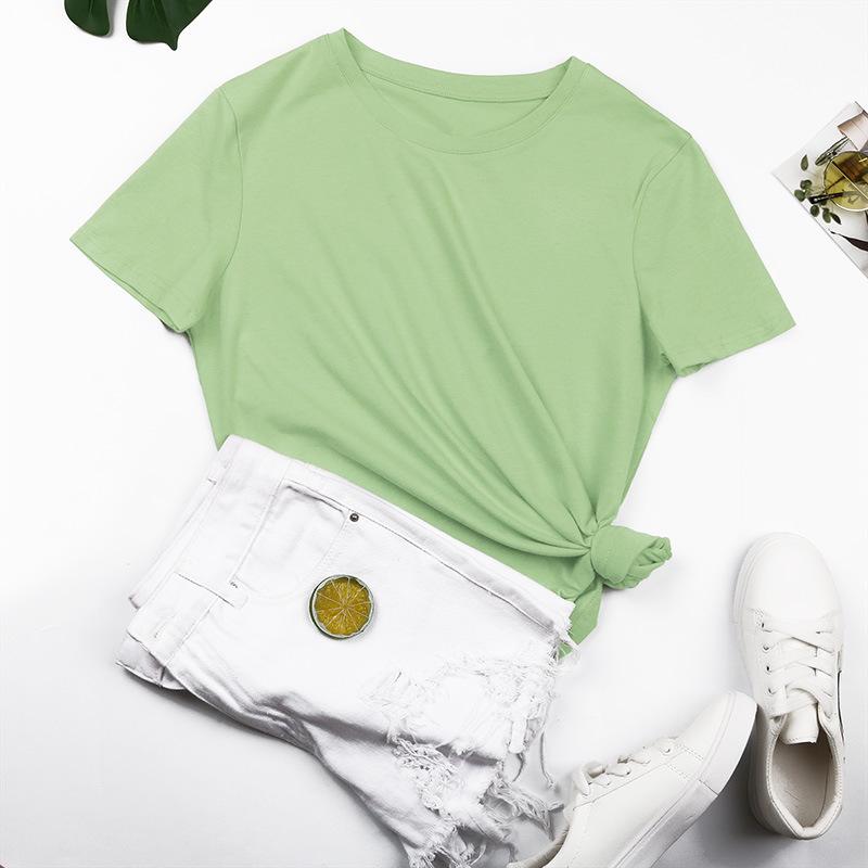 YYFS Damemote Uformelt ensfarget trykk Kortermet O-hals T-skjorter og topper