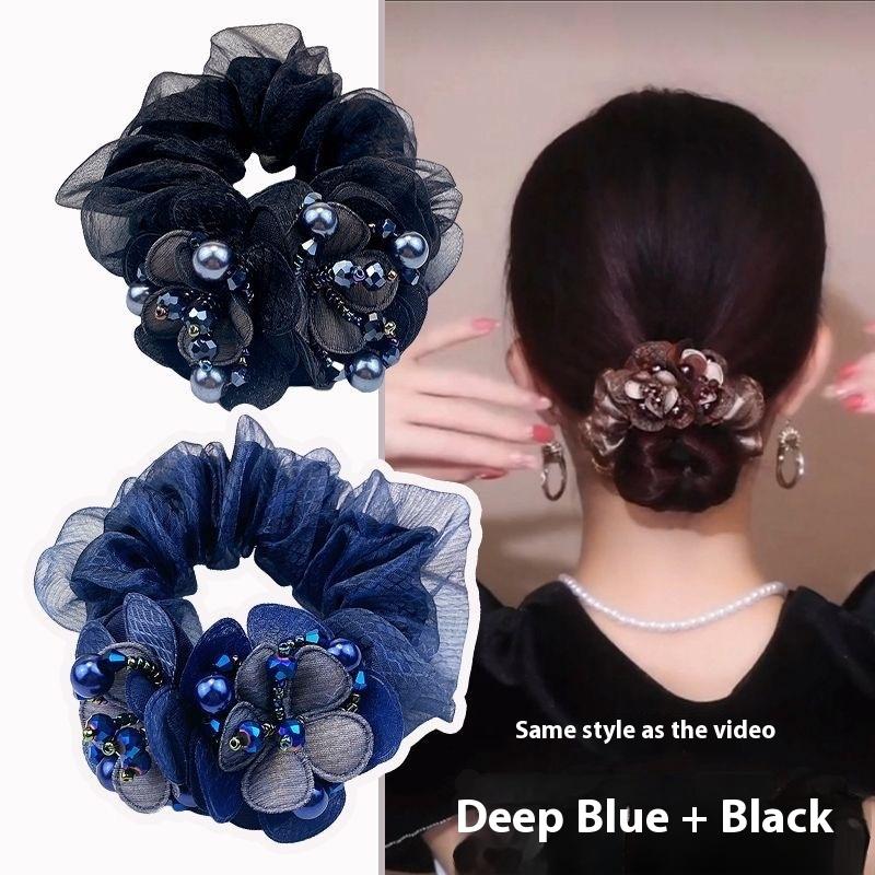 Korejská luxusní gumička do vlasů čelenka drdol dámská jednoduchá vysoce elastická gumička do vlasů květina O-kroužek do vlasů