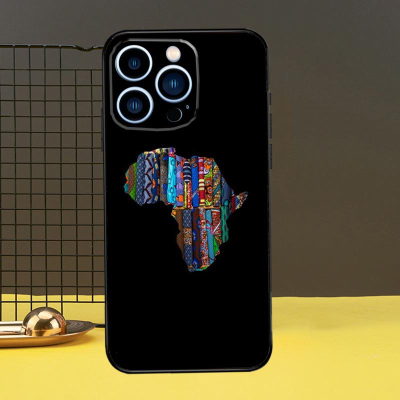 Map of Africa African Fabrics Phone Case For iPhone 13 12 14 11 16 15 Pro Max Plus Mini 7 8 X XR XS Max Cover