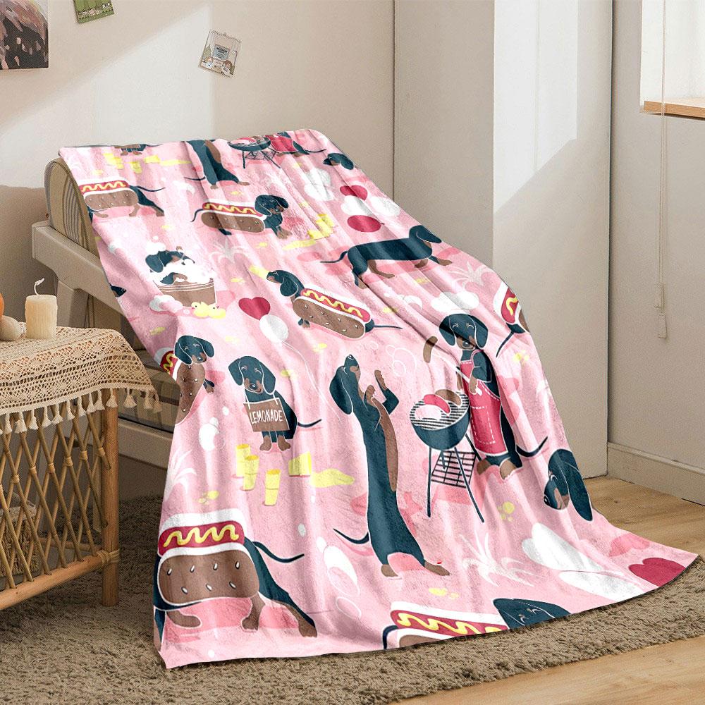 Cute Dachshund Party Themed Blanket bedroom Blanket for Livingroom Couch lunch break Soft throw for Friend's festival Gift