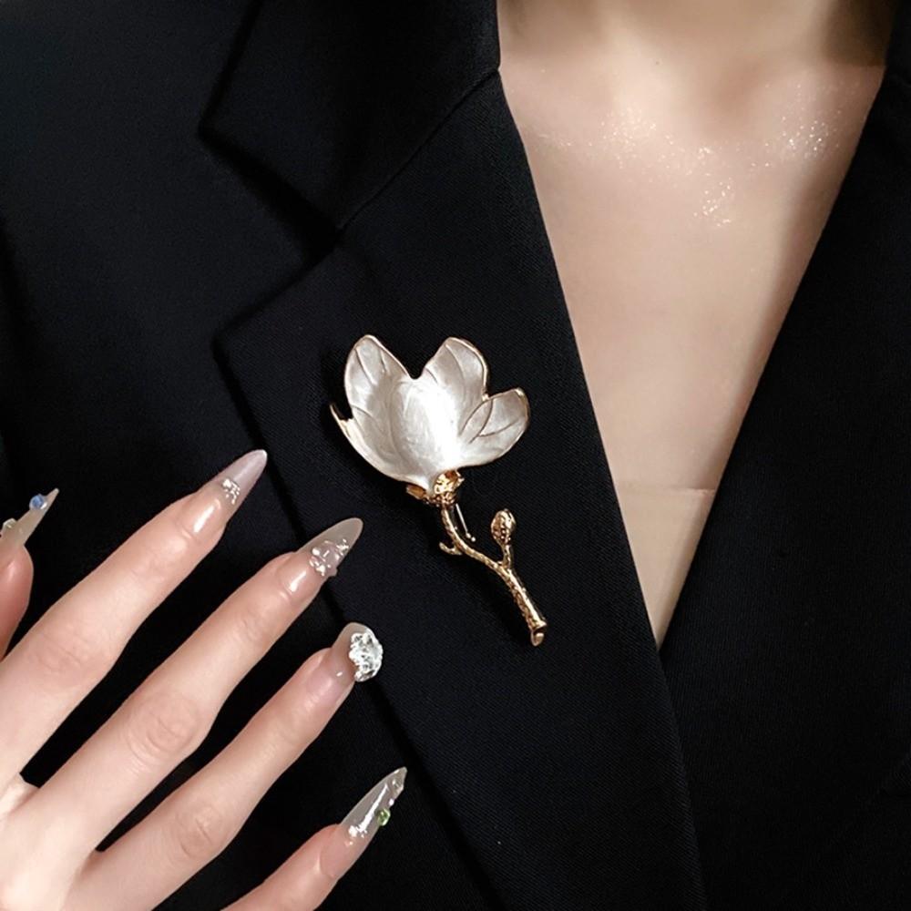Zinc Zinc Alloy Magnolia Flower Brooch Orchid Flowers Banquet Clothes Metal Pin  Clothes Accessories