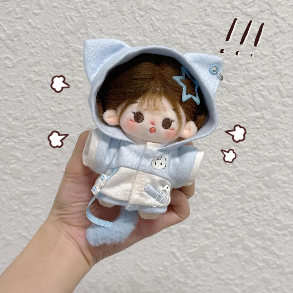 Original 10cm Plush Doll Clothes, Hoodie, Blue, 10cm (Used)