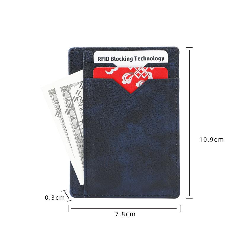 Crazy Horse Leather Wallet Ultra-thin Card Holder Genuine Leather Card Holder RFID Wallet CardOEM