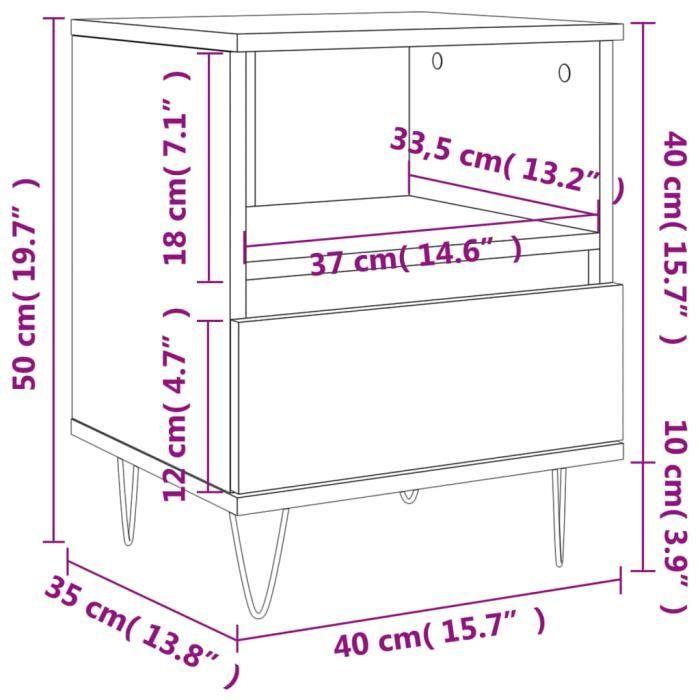 VidaXL Tables de chevet 2 pcs chêne marron 40x35x50 cm bois ingénierie 830635