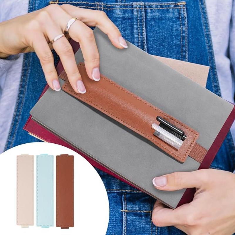 Pu Leather Elastic Notebook Band Holders Adjustable Pen Sleeve Pencil Pouch Holder Strap For Notebook Binder