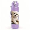 1PC Tiny Puppy Wearing Clothes 750ml Color Plastic Sports Water Bottle Leakproof Flip Straw Lid Suitable for Sports Office Home Use