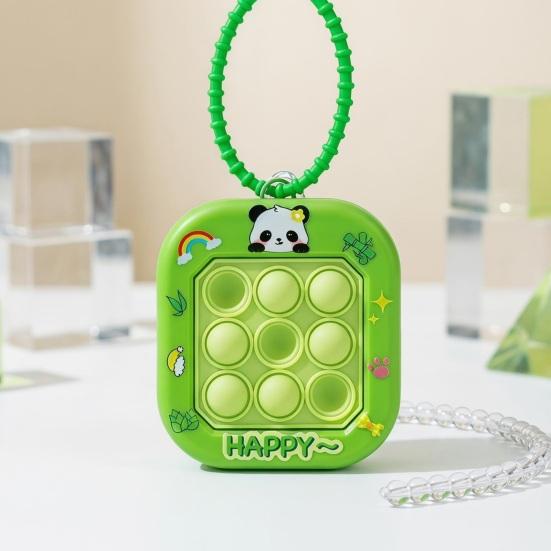 Yousheng Keychain Pendant Cartoon Cat Panda Design Whack-a-mole Toy Key Chain with Braided Lanyard Stress Relief Pressable Silicone Bubbles