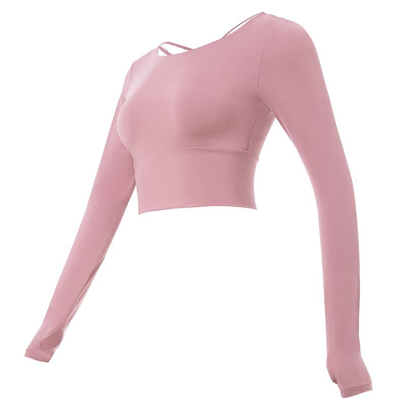 Women's Yoga Back Strap Bra Crop Top & Long Sleeve T-Shirt - Stretchy, Quick-Drying Fitness Wear