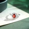 S925 Silver Oval Gemstone Ring, Adjustable Cubic Zirconia Women's Fashion Jewelry