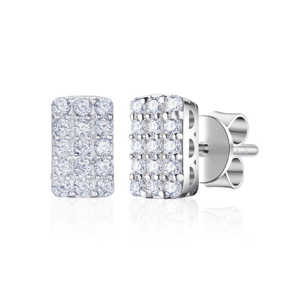 Dieuamour Silver 925 Simulant Diamond Blanc Square Earrings