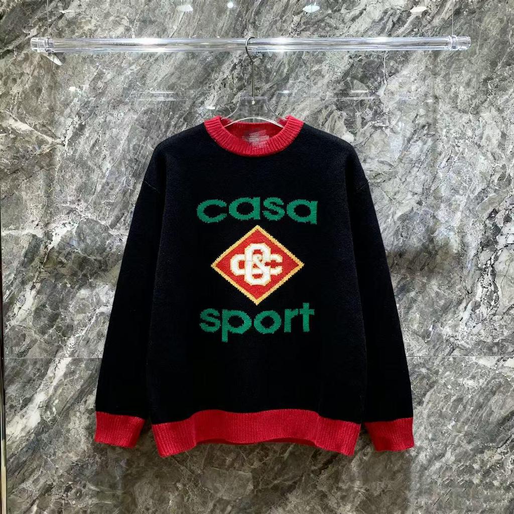 European Style CASA Knit Piqué Polo with Patchwork Pattern - Unisex Design Sweater