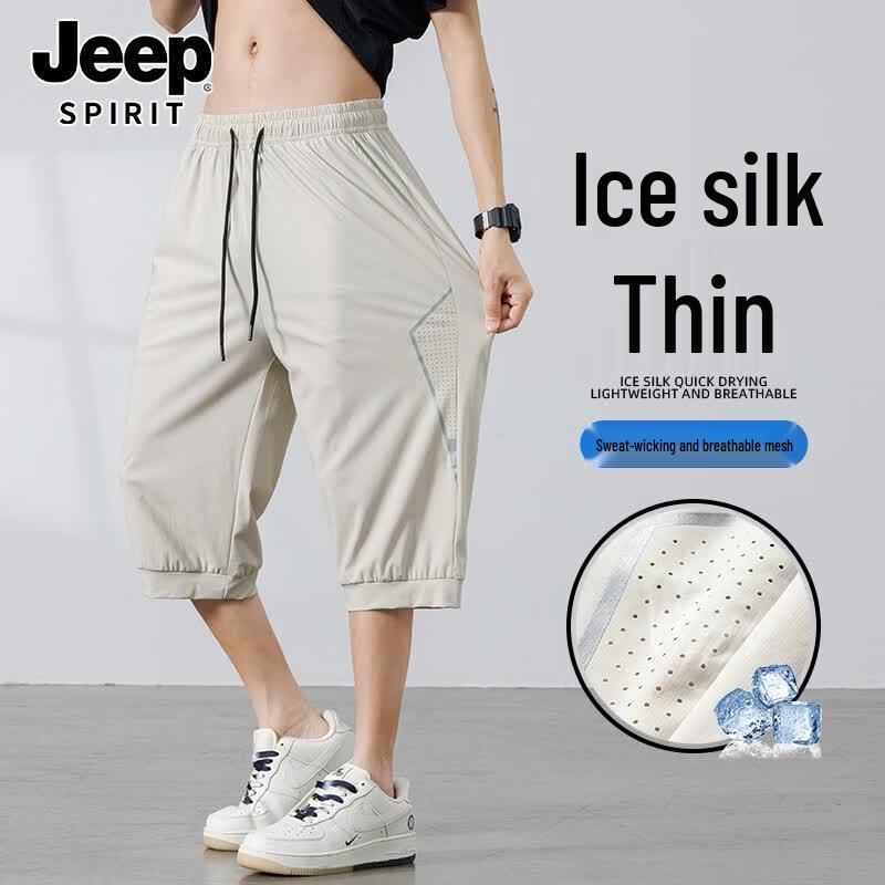 JEEP SPIRIT Men s Ice Silk 3/4 Cargo Shorts 6XL