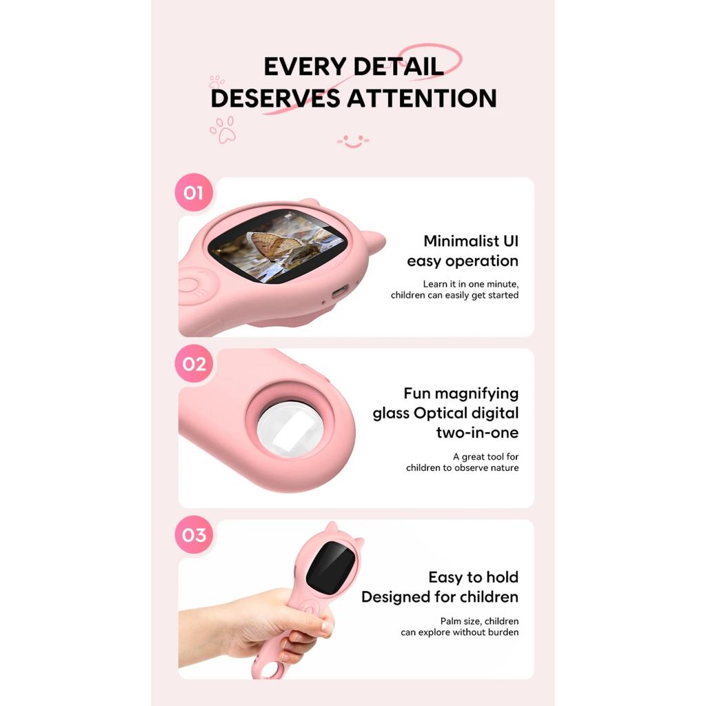 Mini Kids Optical Microscope with Photo and Video Function 500X Observe The Microscopic World Science Children Educational Toys