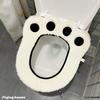 Plush Bear Paw Toilet Seat Cover Adhesive Cushion Home Bathroom Use Soft Comfortable
