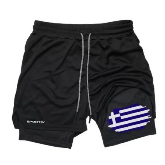 Camouflage Greece Flag Muay Thai Kick Boxing Shorts Men Women Unisex Casual Sportswear Double Layer Quick Dry Training Sport Gym Fitness Workout