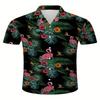 Summer 3D Digital Printed Colorful Plant Pattern Men's Short Sleeved Shirt Casual Beach Vacation Top