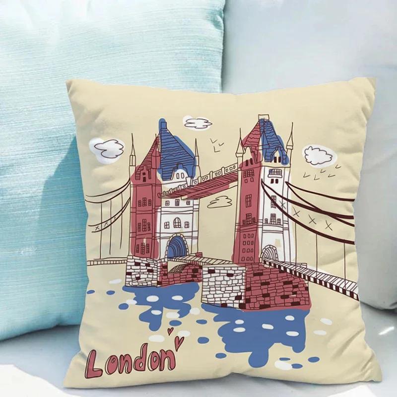 British Style London Cushion Covers Pillow Cases Decorative Sofa Cushions Sleeping Pillows Room Decor Pillowcases Cover