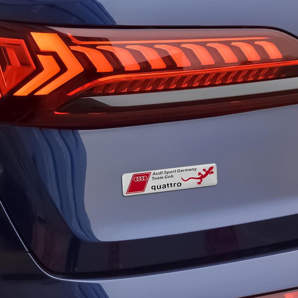 2pcs 3D Aluminum Car Stickers Side Body Tail Trunk Decoration Decal For Dgrb6 Sport Germeny QUATTRO Emblem Auto Refit Accessories