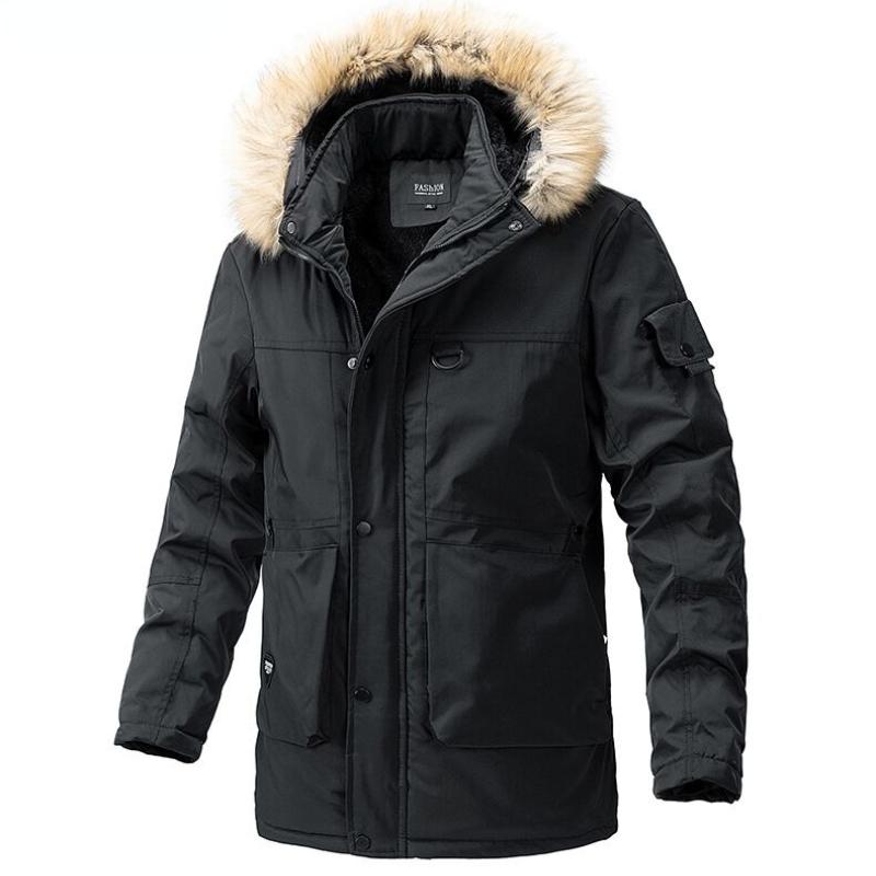 2024 New Winter Men Long Coat Military Fur Hood Warm Tactical Bomber Army Korean Thick Multi Pockets Overcoat Male Warm Parka