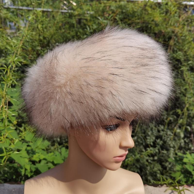 Unisex Thick Fur Dome Cap Retro Warm Flat Top Hat Outdoor Winter Accessories