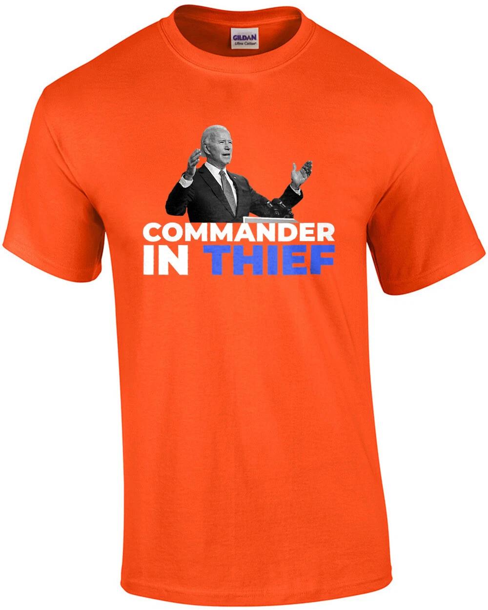 Commander in Thief - anti Joe Biden T-Shirt XL