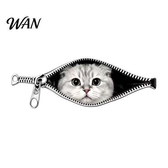 Realistic Pattern Car Sticker Stickers Zipper Cat Shape Adhesive Waterproof Scratch Cover Durable Decals for Cars Electric Vehicles Windows Cute Body