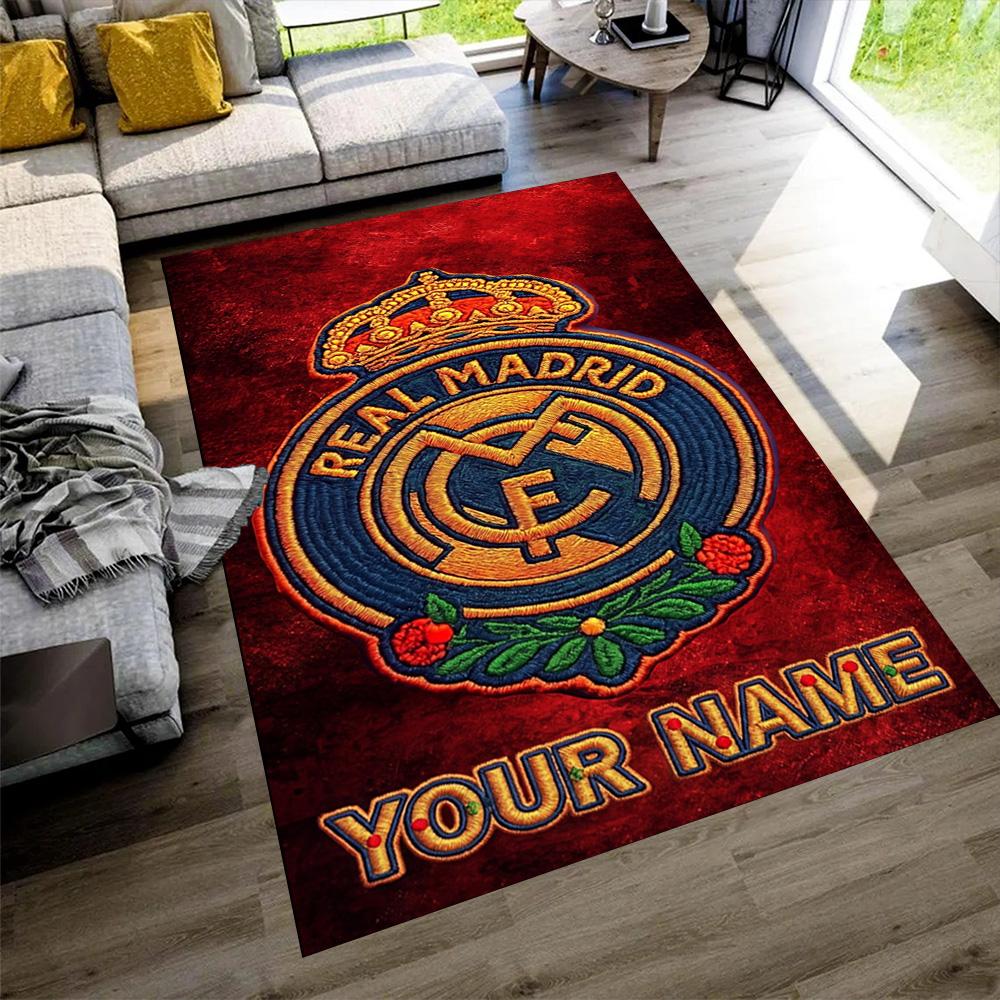 Real Madrid Club Customizable Name Carpet Suitable for Game Room Entryway Dormitory Study Room Anti-slip Rug Decorate Offices Gift for Festivals