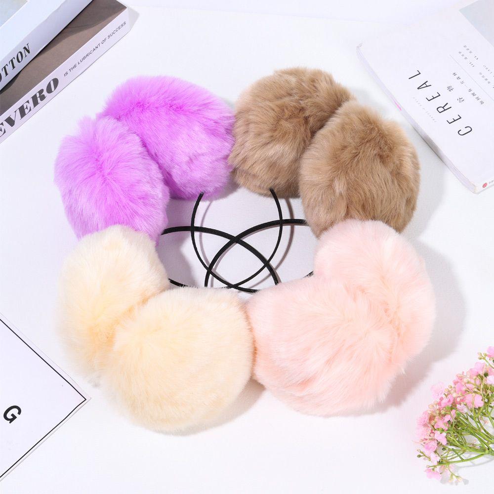 Solid Color Cold Proof Female Ear Warmer Ear Bag Warm Earmuffs Plush Earmuffs Faux Rabbit Fur