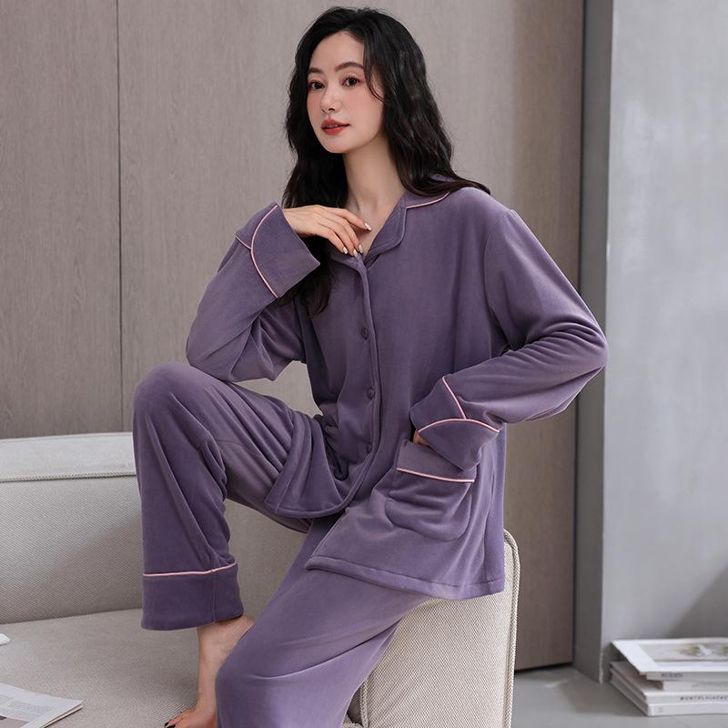 Island Fleece Pajamas Women'S Autumn And Winter Coral Fleece Thickened Fleece Spring And Autumn Models Can Be Worn Outside Loungewear