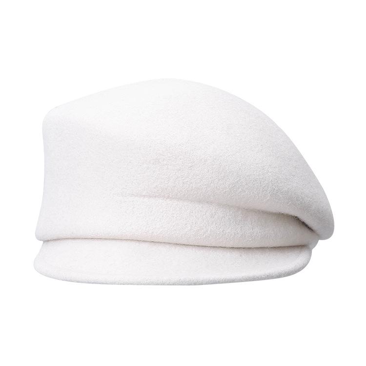 2021 Japanese and Korean 100% Australia Wool White Cloche Hat Irregular Newsboy Cap Lady Chic Berets Women Felt Fedora Hats