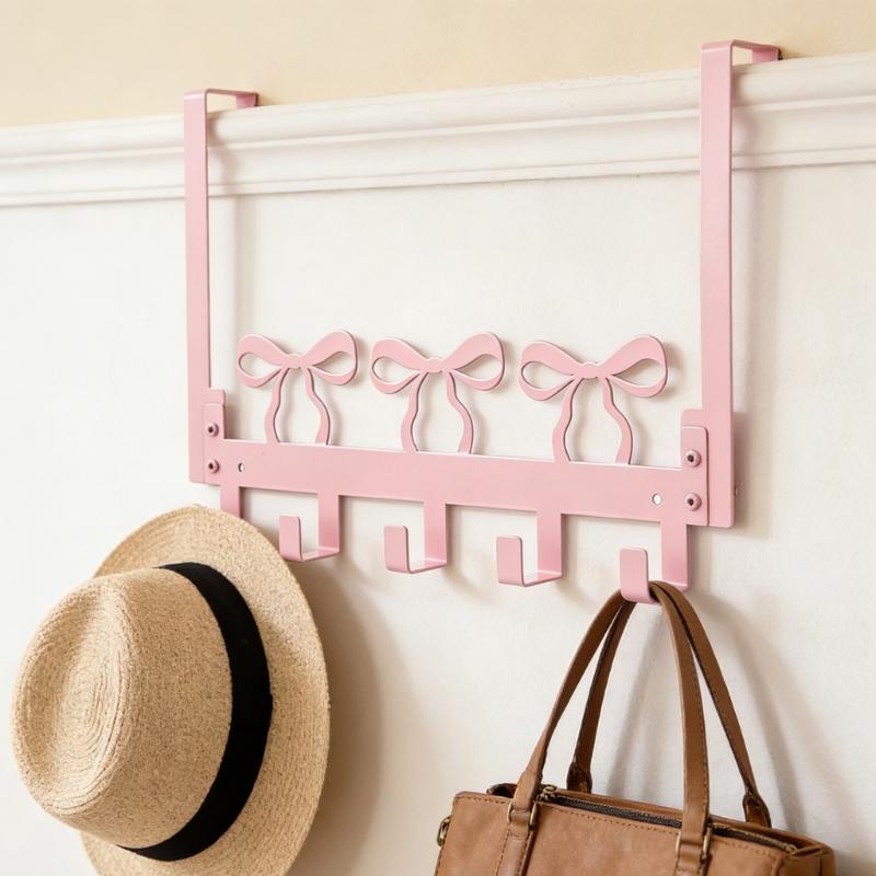 Butterfly Bows Door Mount Hook Strong Metal Construction Hanging Towel Rack For Hanging Multiple Household Items
