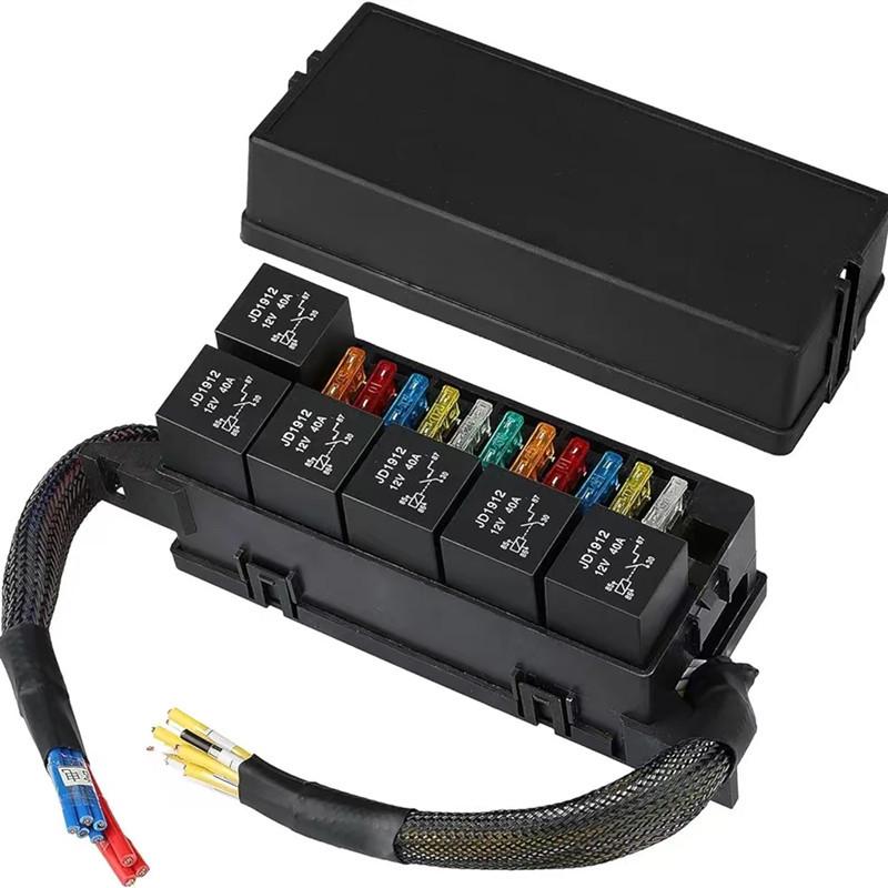 11-Way Car Relay Fuse Box with Wiring Harness for New Energy Vehicles