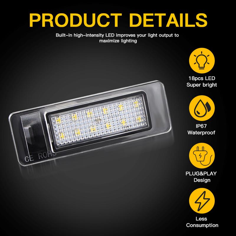 2pcs Canbus LED License Number Plate Light Accessories 265108990C For Infiniti QX30 QX50 QX60 Q60 Q50 Nissan Leaf Maxima GTR