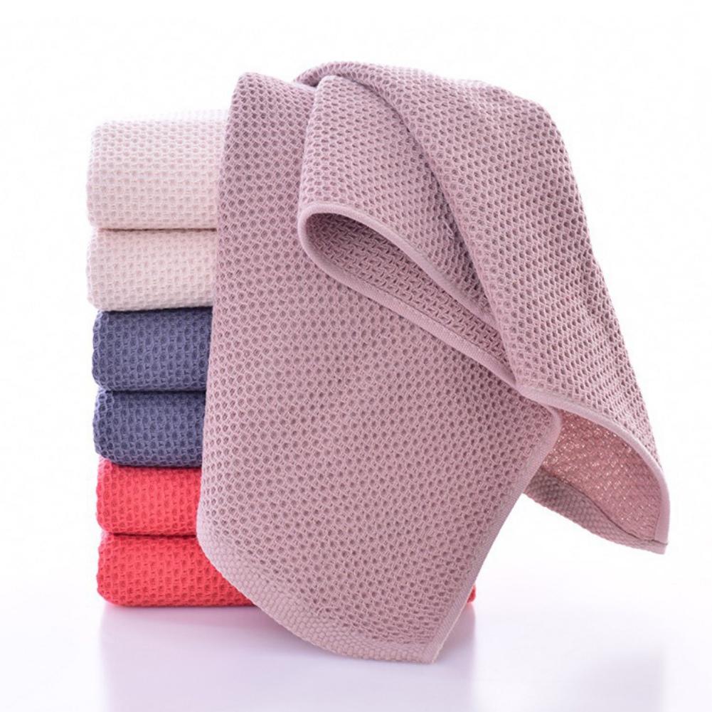 Multi Purpose Hand Towel, Waffle Pattern, Absorbent, Durable, Pure Color, Cotton, Soft, Bathroom, Kitchen Supplies