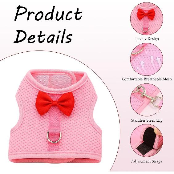 2 Set of Bunny Harness and Leash,Adjustable Bunny Leash for Small Pets. This Complete Rabbit Harness and Leash Set Features Soft Mesh Vests for Safe