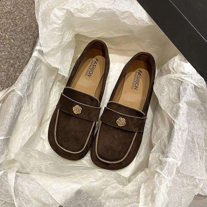 

New Spring Women s Flat Shoes Round Head Shallow Mouth Low Heels Loafers Light Comfortable Leisure Fashion Anti-slip Shoes Women 35 коричневий