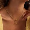 18K Gold Plated Stainless Steel Double Layered Necklace Dainty Bow & Heart Pendant Stackable Choker Necklace for Women