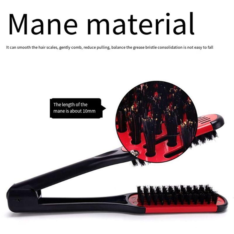 Good-Boar Bristle Double Sided Brush Comb Clamp Anti-Static Hair Straightener Tool Comb Hair Splint Comb