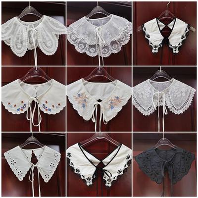 New Collar Insignia Women's Lace Collar Organza Embroidery Lace Up Shawl Detachable Shirt Bow Fake Collar