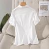 Women's Cotton Short Sleeve Lapel Shirt