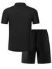 Conjunto Casual Deportivo de Dos Piezas para Hombre: Camiseta de Manga Corta con Cuello en V de Color Sólido y Pantalones Cortos
