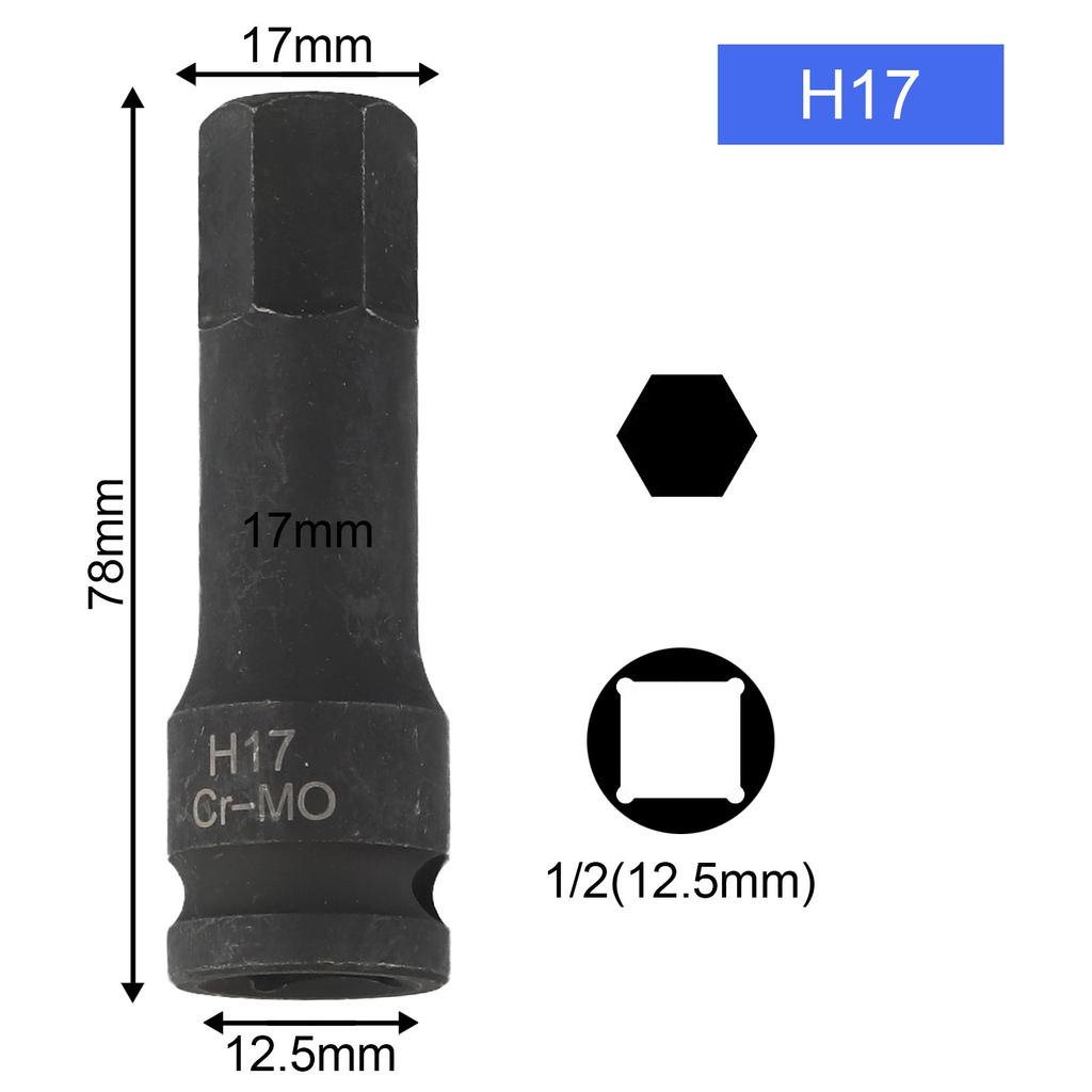 Steckschlüssel-Adapter Druckluftschrauber Schwarz Innensechskant Sechskant