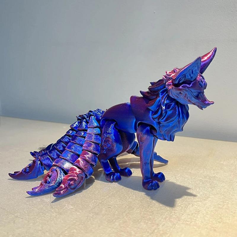 3D Printed Multi-joint Movable Model Nine-tailed Fox, Home Decoration, Children's Birthday Gift Toy