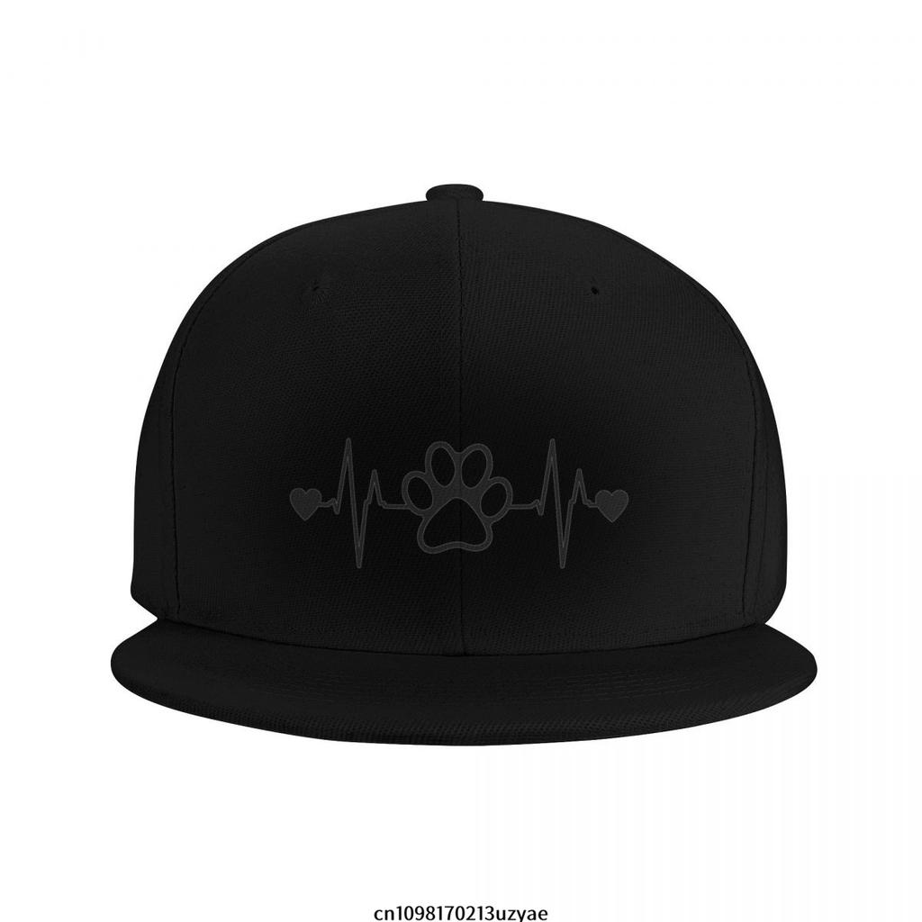 Paw Print EKG Heartbeat Dog Lover Unisex Baseball Cap Polyester Casual Snapback Adjustable Hat