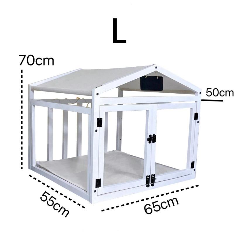 Wooden Transparent Pet House with Double Doors Indoor Dog Cat Crate Fence Stable Safe Houses for Small To Medium Cats Dogs