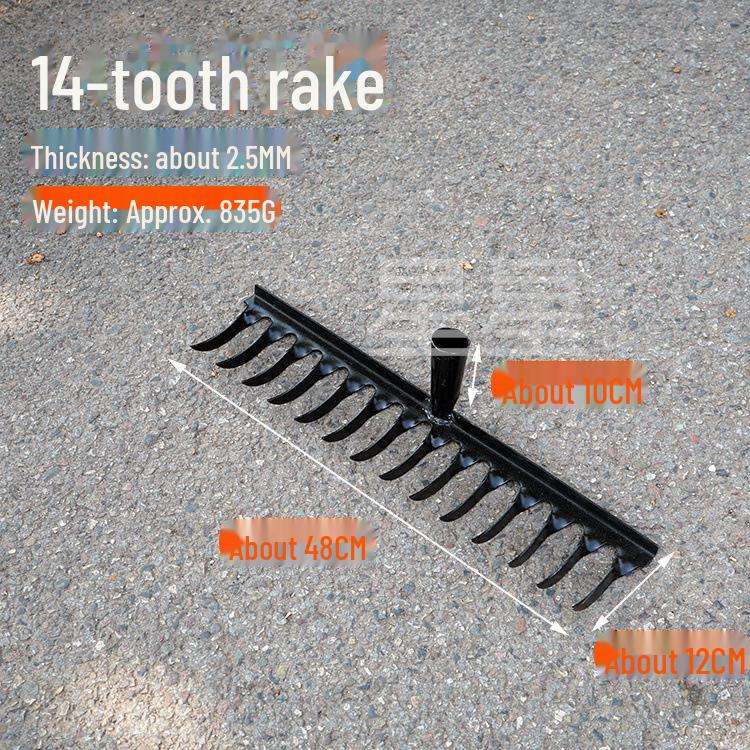 

Утолщенная многозубая головка садовых граблей из марганцевой стали с закрученными зубьями